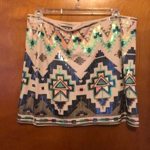 Express tribal sequin skirt